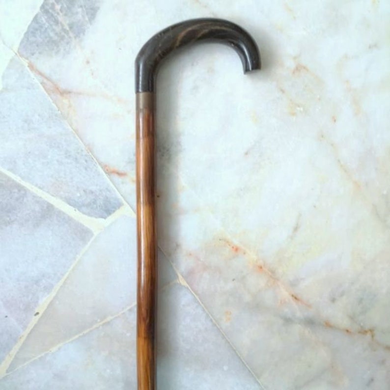 Merbau Walking Cane Contemporary shops Dark Buffalo Horn Hook Melaka Malacca Handle | Hand Made Fasionable Walking Cane Stick | Men Women Gift