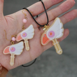 card captor sakura hypoallergenic necklace and earrings - Anime Sakura Jewelry Chain Necklace earrings