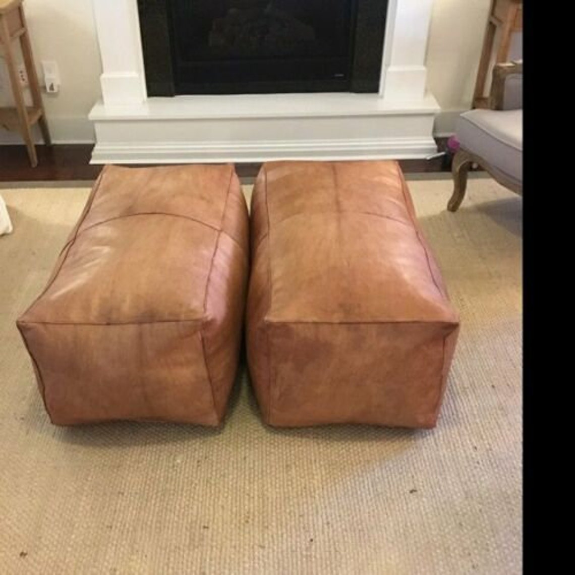 Large rectangular Moroccan Pouffe Pouf ottoman Leather pouf Etsy