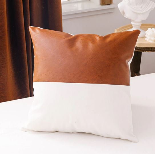 Brown Faux Leather Pillow Covers Mudcloth Pillow boho pillows Etsy