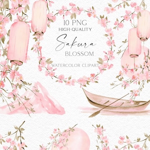 Paisagem de flor de cerejeira clipart. Aquarela flor de sakura png, Elementos florais rosa para convite de casamento, chá de bebê, Dia das mães