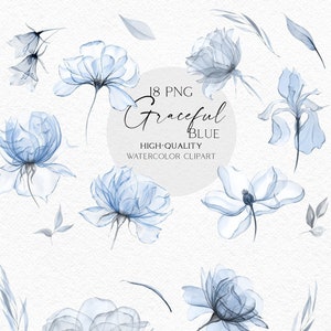 Stoffige blauwe bloemen clipart, boho marineblauwe bloemen elementen png, baby blauwe huwelijksuitnodiging DIY, jongensbabyshower 051