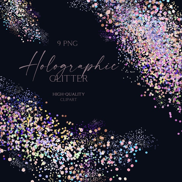 Glitter holographic overlays, Iridescent brush stroke glitter , Metallic textures png for wedding, wrapping paper, social media 091