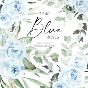 Baby blauwe bloemen clipart, stoffige blauwe boho rozen boeketten clipart, aquarel bloemen randen png, Boy babyshower nodigt 102 uit