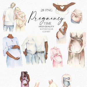 Boho grossesse Clipart, clipart famille, clipart femmes afro-américaines pour les invitations de baby shower, cadeaux nouveau-né DIY 081