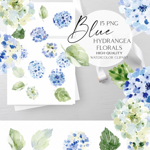 Watercolor blue hydrangea clipart, Dusty blue flower clip art, Blue floral frame png for wedding invitation, boy baby shower  031