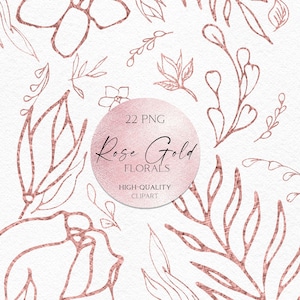 Clipart floral com glitter dourado rosa, clipart de convite de casamento, elementos florais de folha de ouro para mídia social, chá de bebê de menina 105