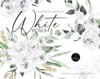 White Rose Clipart Etsy