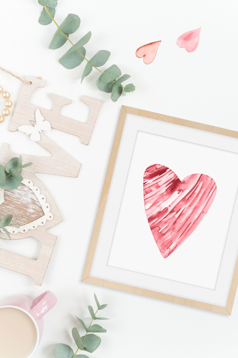 Watercolor Pink Hearts Clipart, Valentine Day Heart Clipart, Hand ...