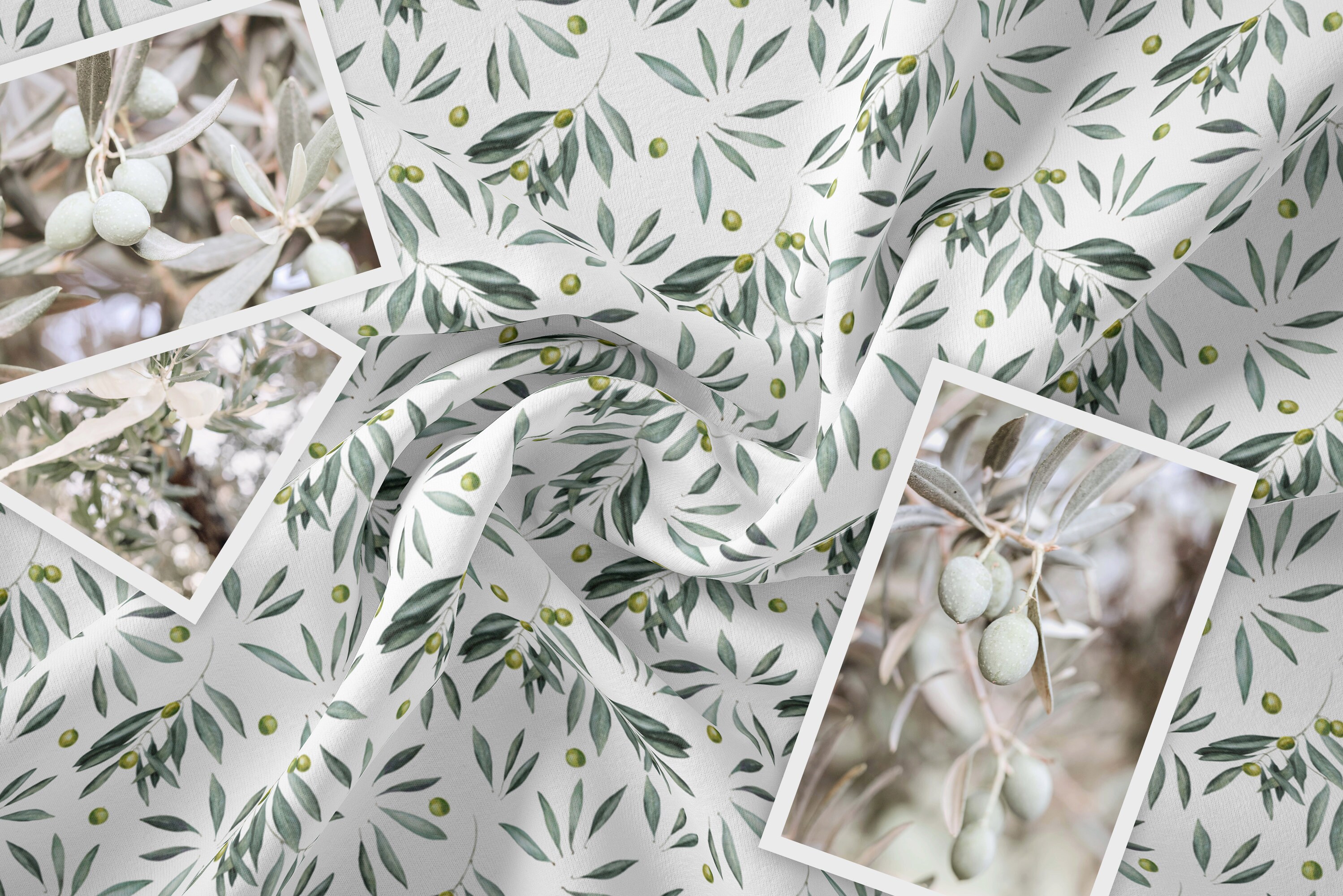 Boho Greenery Seamless Pattern for Fabric, Watercolor Olives Seamless ...