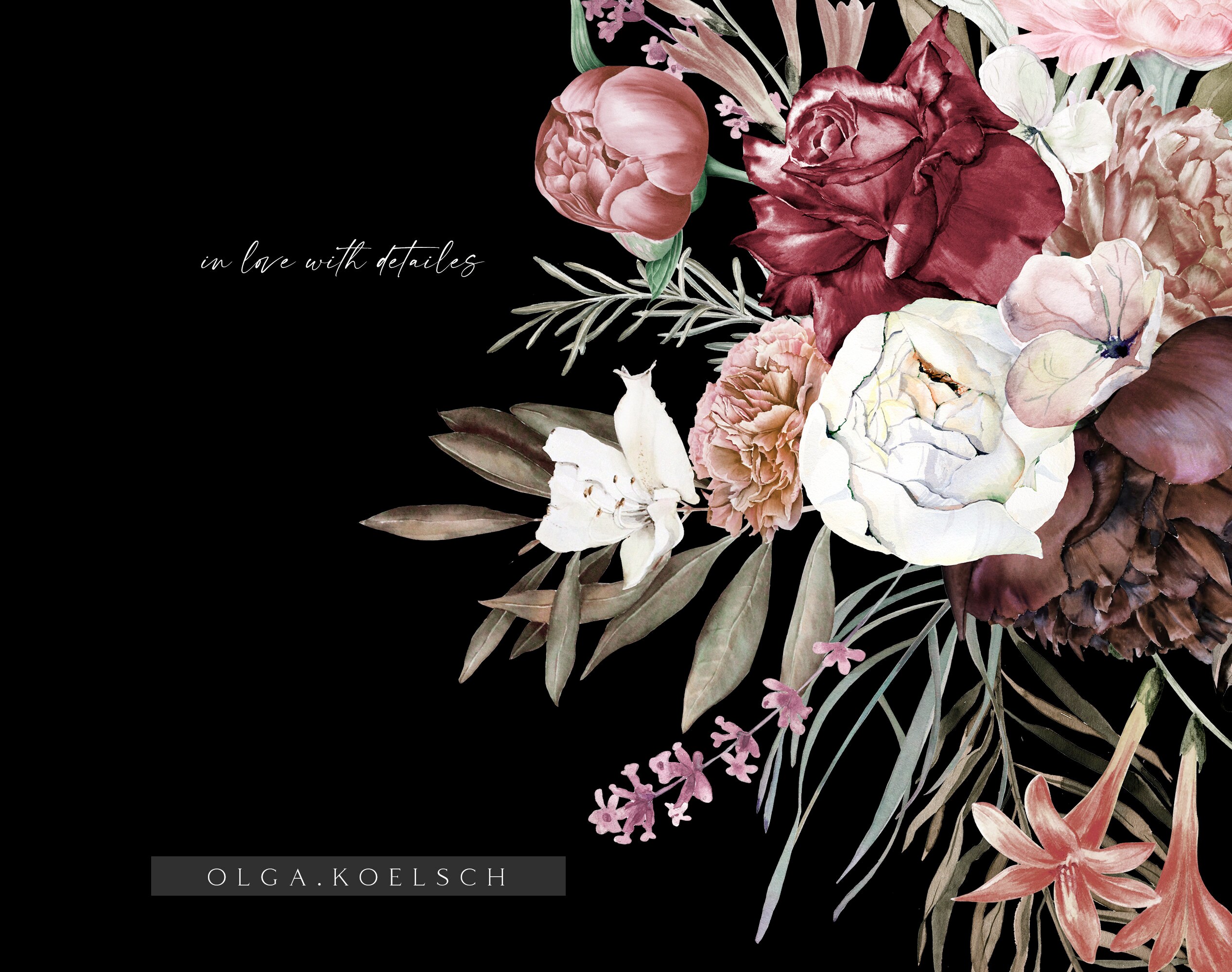 Boho Wreath Clipart, Watercolor Roses Borders Png, Wedding Clipart With ...