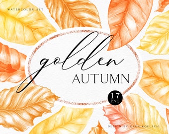 Autumn leaves clipart, watercolor fall wreath png, Thanksgiving frames clip art,  Hand painted autumn leaves for greeting cards