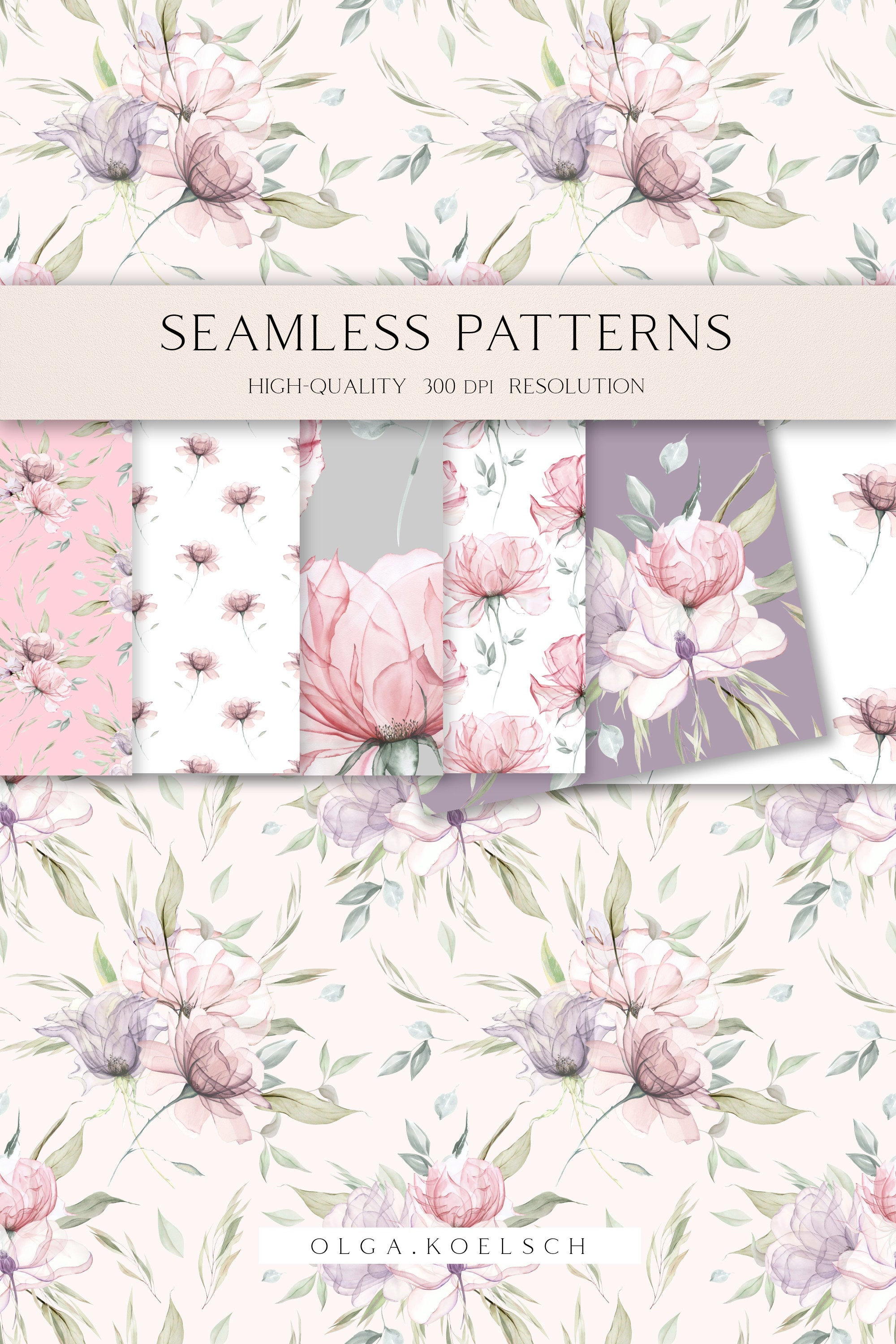 Boho Rose Seamless Pattern for Fabric Dusty Pink Floral - Etsy