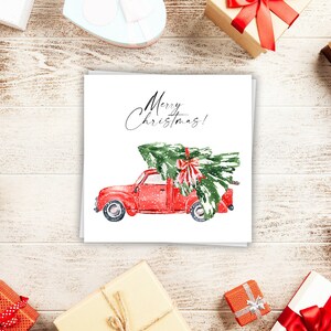 Akvarell röd jullastbil Clipart, julgran PNG (3000x3000 px) bild 4