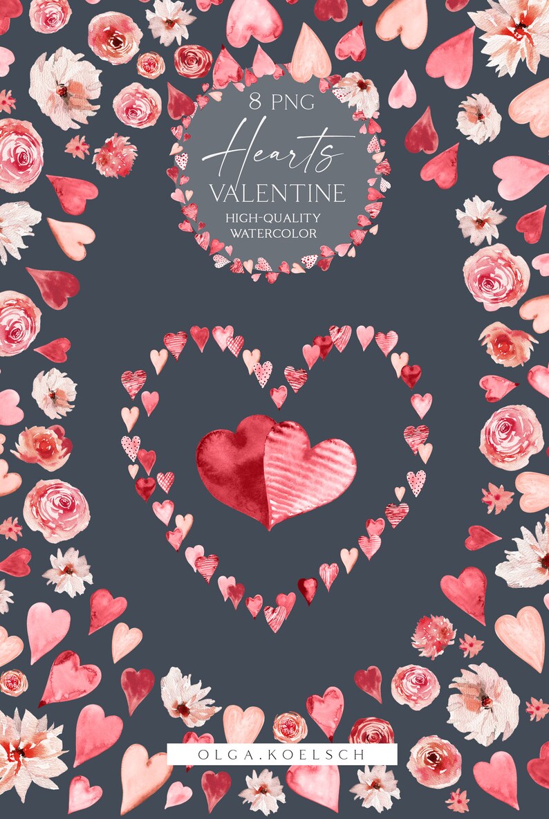 Pink Heart Clipart, Watercolor Valentine Png, Watercolor Heart Png ...