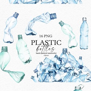 Aquarell Ökologie Clipart, Plastikflaschen Clipart für Earth Day Poster, Meeresverschmutzung, Plastikstopp, Plastiktüten png