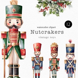 Aquarel notenkrakerclipart voor vintage kerstkaarten, retroposters en balletuitnodigingen voor de feestdagen 163