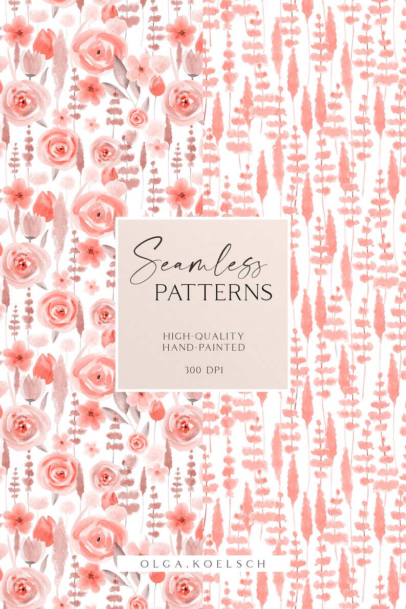 Pink Floral Seamless Pattern for Fabric, Pastel Pink Floral Digital ...