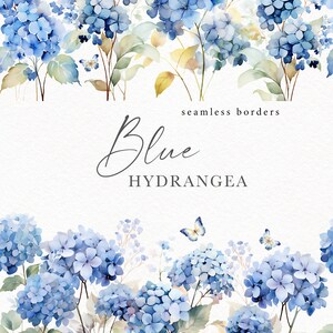 Watercolor hydrangea clipart, Blue floral clip art, Blue bouquets png  for wedding invitation, boy baby shower