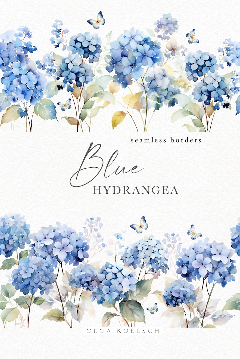 Watercolor hydrangea clipart, Blue floral clip art, Blue bouquets png  for wedding invitation, boy baby shower