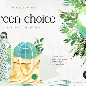 Clipart de ecologia em aquarela, clipart de vegetação para rótulos de lojas ecológicas, clipart de planejador, sinal de reutilização, pôsteres orgânicos, flores silvestres png 024