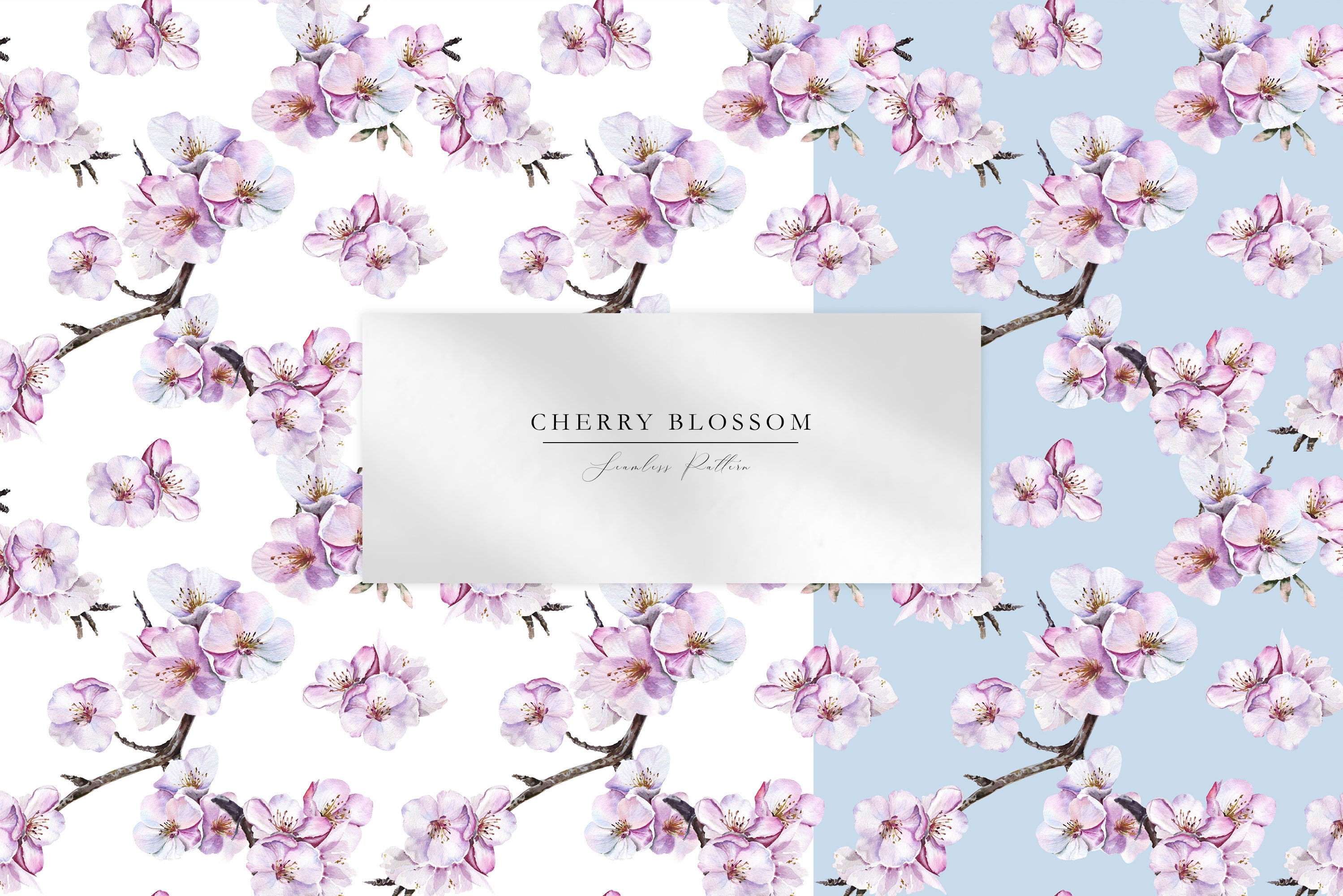 Boho Pink Seamless Pattern for Fabric, Watercolor Cherry Blossom Flower ...