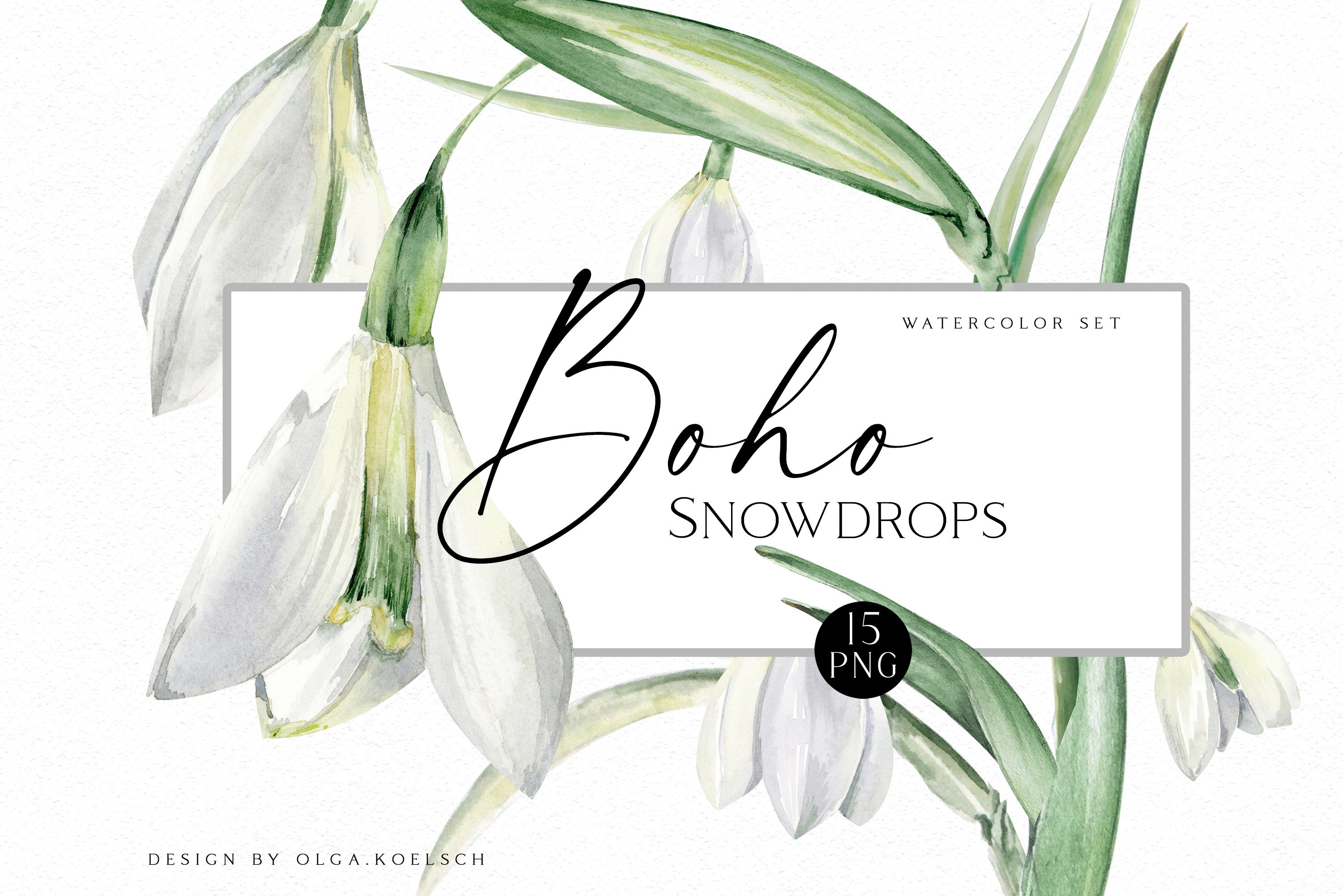 Watercolor Spring Flowers Clipart, Easter White Snowdrop Flowers for ...