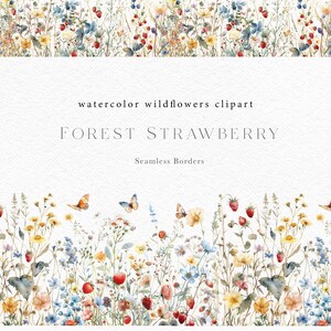 Hand-painted wildflower clipart, Watercolor red flowers clip art, Wild flowers individual botanical clip art for wedding invitation