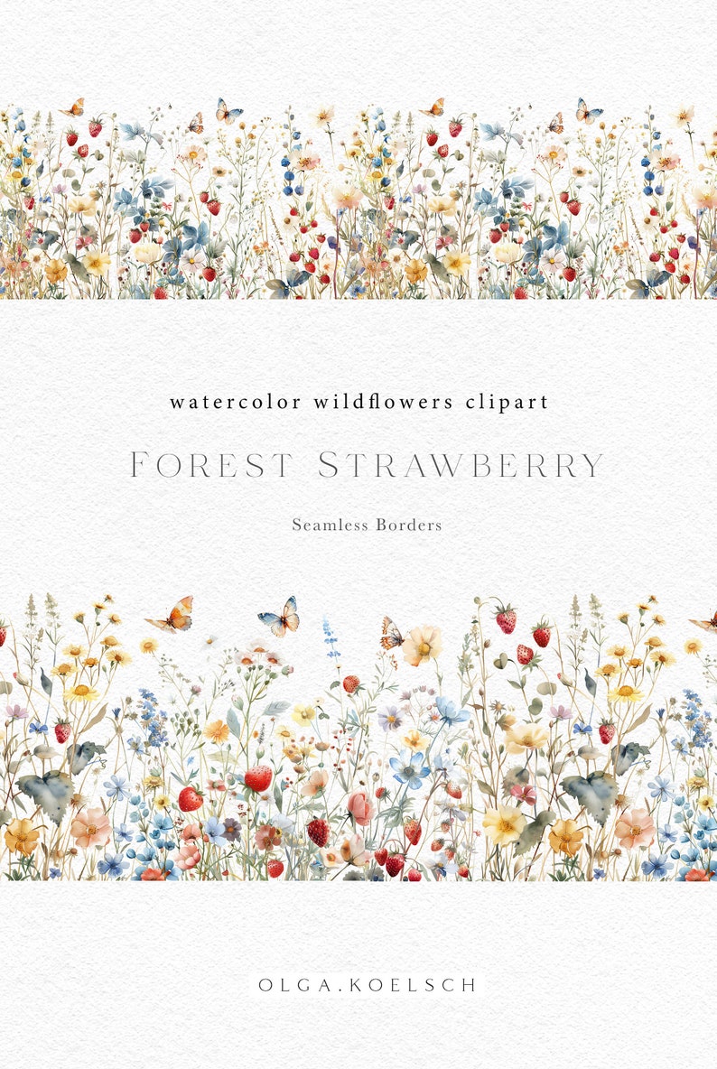 Hand-painted wildflower clipart, Watercolor red flowers clip art, Wild flowers individual botanical clip art for wedding invitation