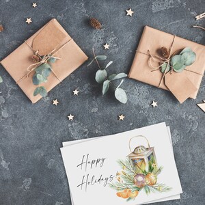 Watercolor Winter Lantern Clipart, Design Elements for Christmas Cards ...