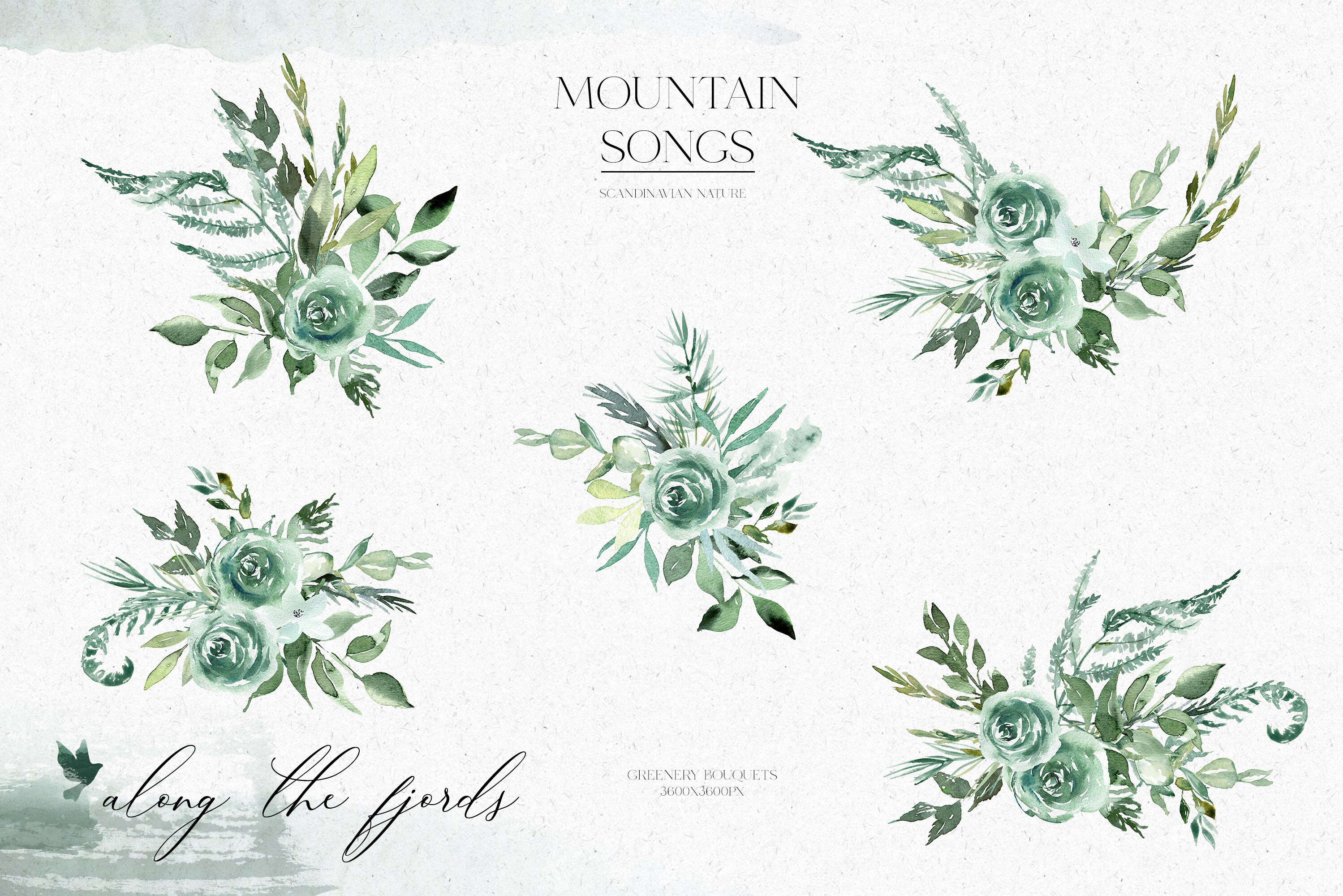Boho Greenery Clipart, Watercolor Green Floral Clipart for Woodland ...