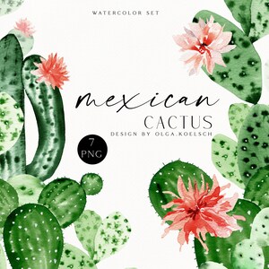 Imágenes prediseñadas de cactus en acuarela, lindos cactus png. Imágenes prediseñadas de suculentas verdes. Imágenes prediseñadas de cactus en flor para imprimir.
