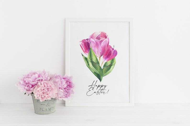 Watercolor Pink Tulip Clipart Easter Flowers Clip Art Pink - Etsy