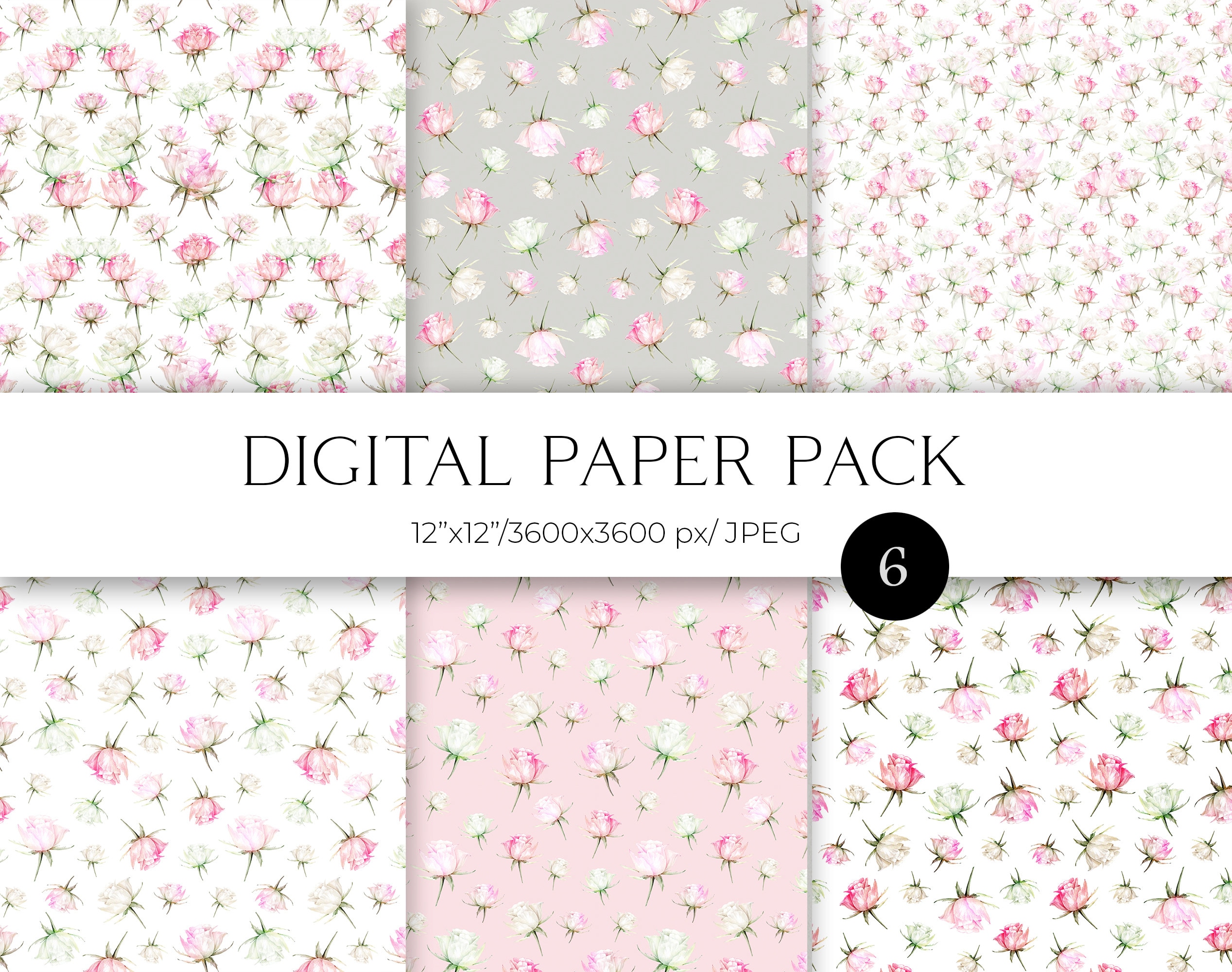 Pomegranate & Flowers tile patterned paper (free) 12x12