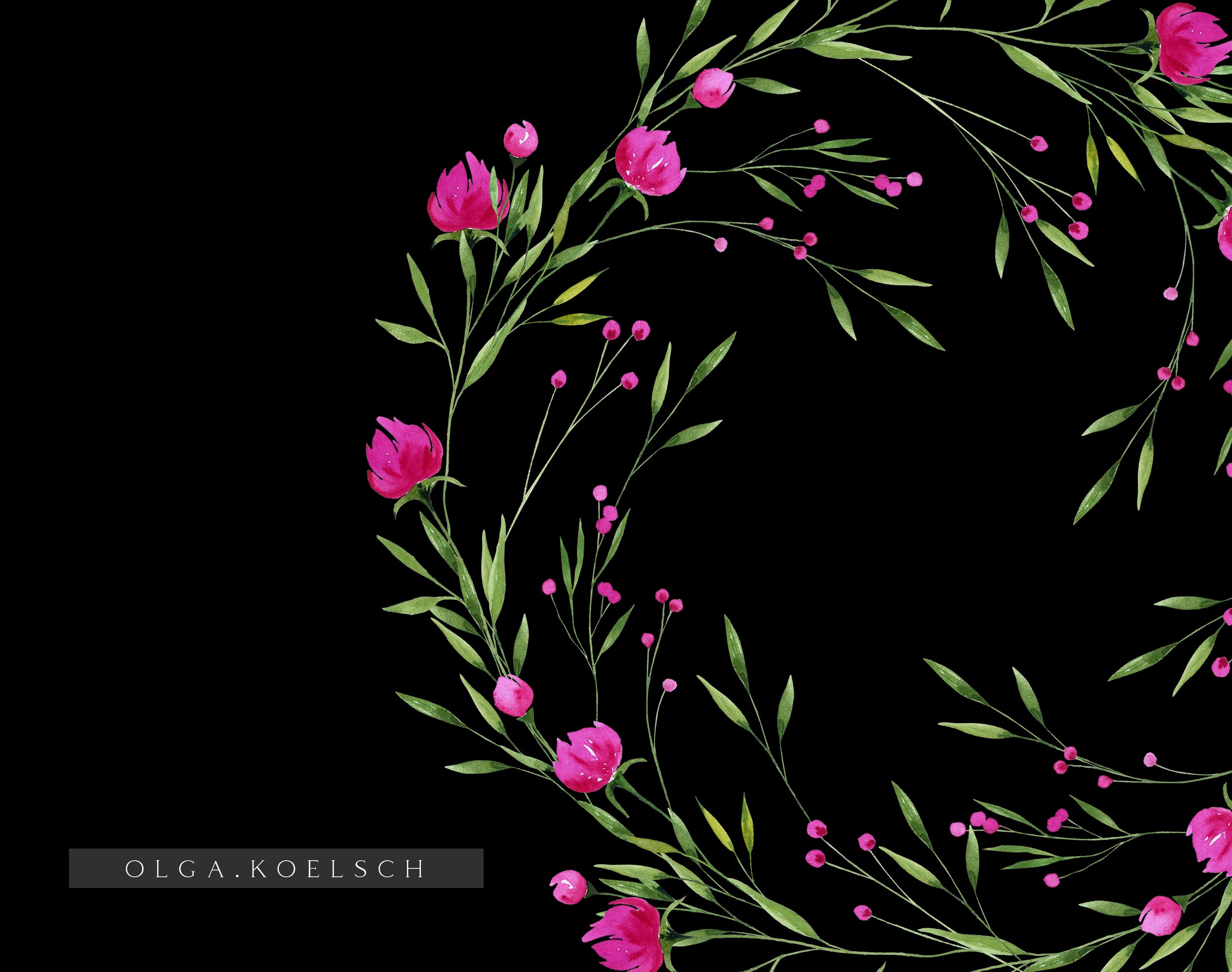 Watercolor Pink Floral Clipart, Roses Wreath Clipart, Floral Frames for ...