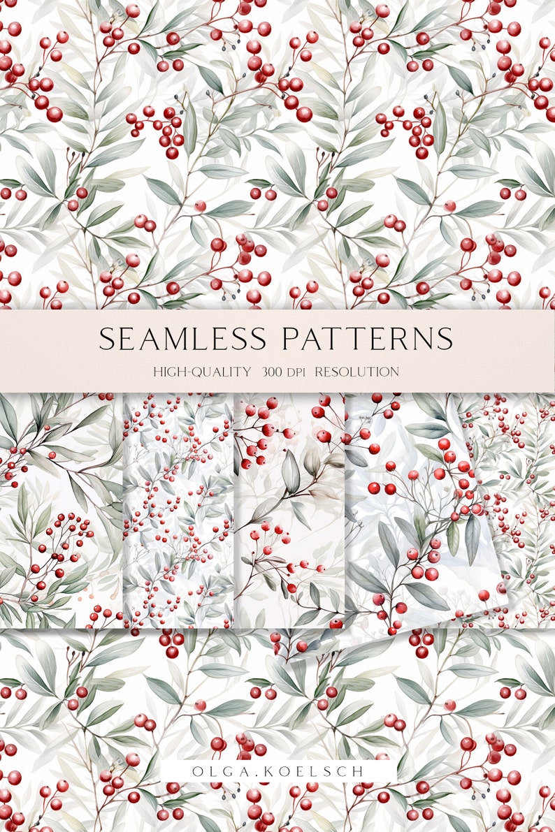 Watercolor Christmas seamless pattern for fabric