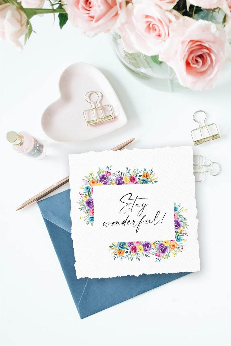 Bright Roses Frame Clipart, Watercolor Summer Floral Borders Png ...