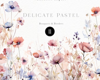 Aquarell rosa floralen Rahmen Clipart, Wildblumen Rahmen png für Boho Hochzeit, Babyparty, rustikale Poster 158