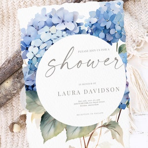 Watercolor hydrangea clipart, Blue floral clip art, Blue bouquets png  for wedding invitation, boy baby shower