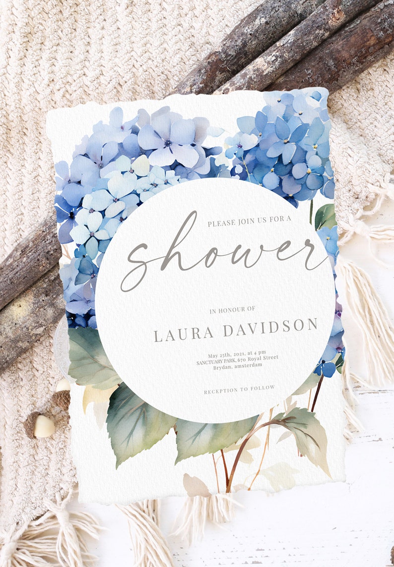 Watercolor hydrangea clipart, Blue floral clip art, Blue bouquets png  for wedding invitation, boy baby shower