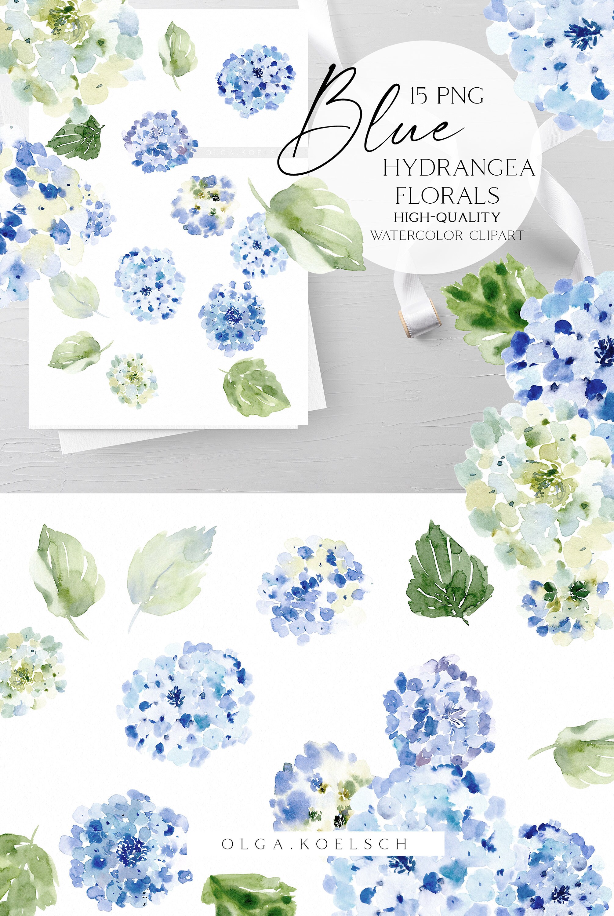 Watercolor blue hydrangea clipart, Dusty blue flower clip art, Blue floral frame png for wedding invitation, boy baby shower  031
