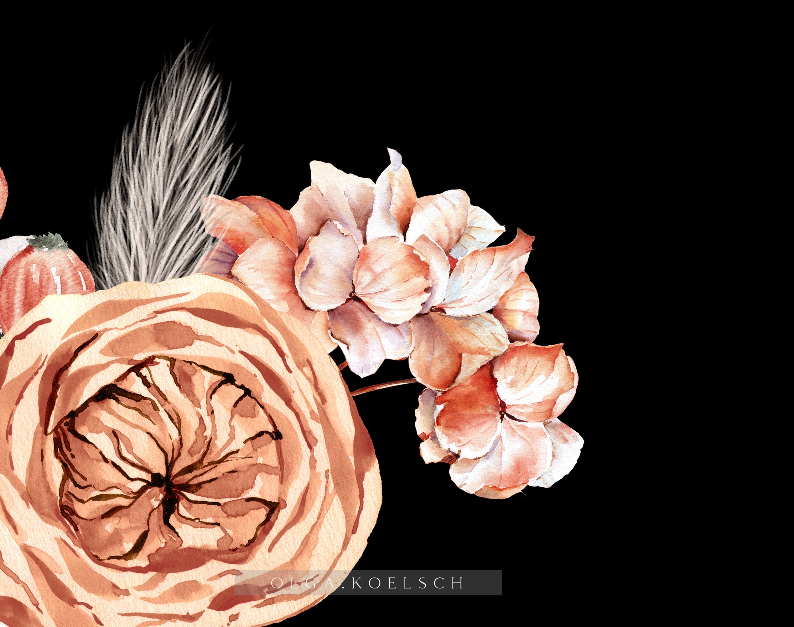 Watercolor boho floral clipart Roses wedding bouquets png | Etsy