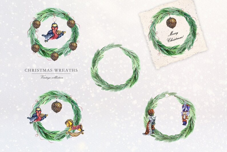 DIY Nutcracker Christmas Watercolor Clip Art Vintage Toys Mouse king clipart Christmas Bundle New Year cards Retro Christmas decor PNG