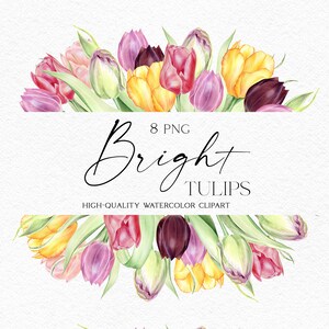 Aquarell Tulpen Clipart, Ostern Rahmen Clipart, Aquarell Frühlingsblumen, Muttertag Frühling Blumensträuße PNG 125