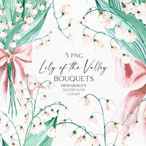 Clipart de muguet, fleur de naissance de mai png, clipart fleurs blanches aquarelle pour invitation, baby shower, logo 144