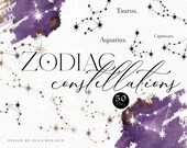 Zodiac constellation clipart Celestial clip art zodiac printable Design elements for zodiac illustration and astrology art