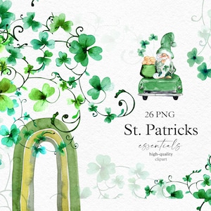 Watercolor St. Patrick&#39;s Day Clipart, Shamrock clipart, St Patricks day PNG, Irish holiday, Green frame clipart  117