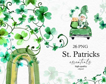 Watercolor St. Patrick's Day Clipart, Shamrock clipart, St Patricks day PNG, Irish holiday, Green frame clipart  117