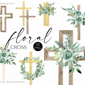 Aquarela verde cruz de madeira clipart, Cruz de batismo, Clipart religioso de páscoa, Primeira comunhão meninos clipart