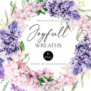 Watercolor boho floral wreath clipart, Purple wedding floral clip art, Hand painted pink botanical clipart for wedding, feminine logo 011